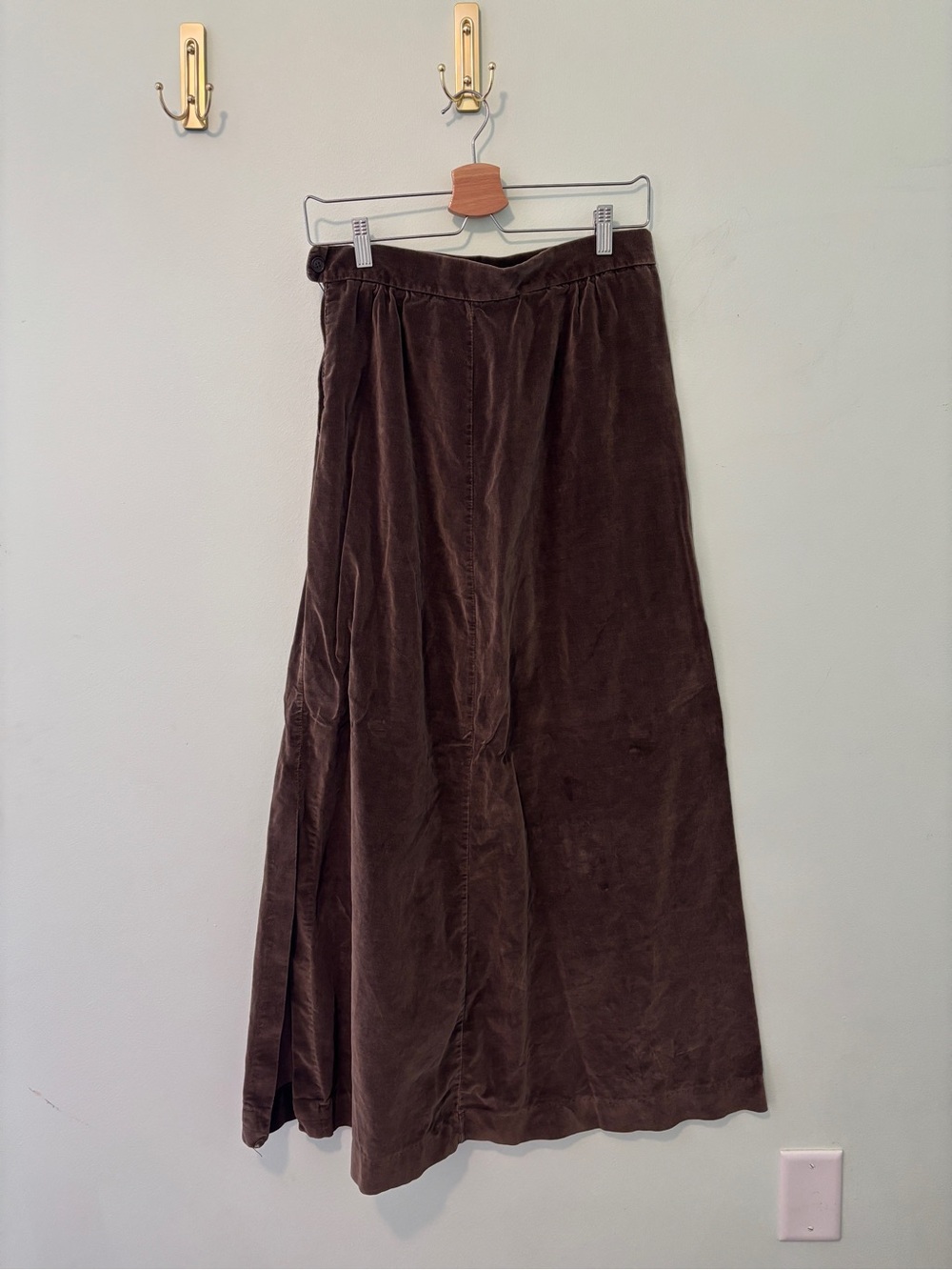 Vintage Taupe Velvet Maxi Skirt - Women's A-Line Skirt